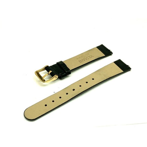 Invicta Women's Watch Replacement Band Black Leather 16mm Lug Gold Steel Clasp - Picture 5 of 5